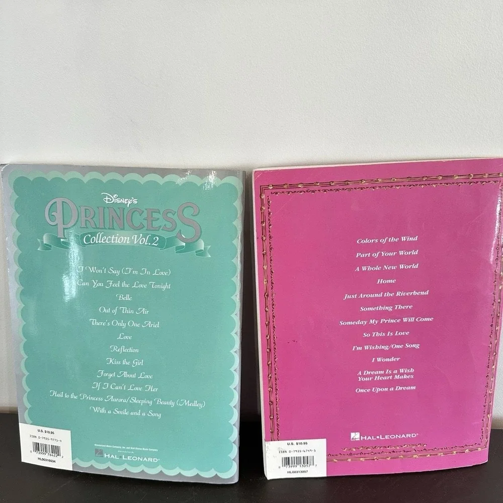 Set 2 Disney Princess Piano Books Collection 1 & 2 Easy Piano